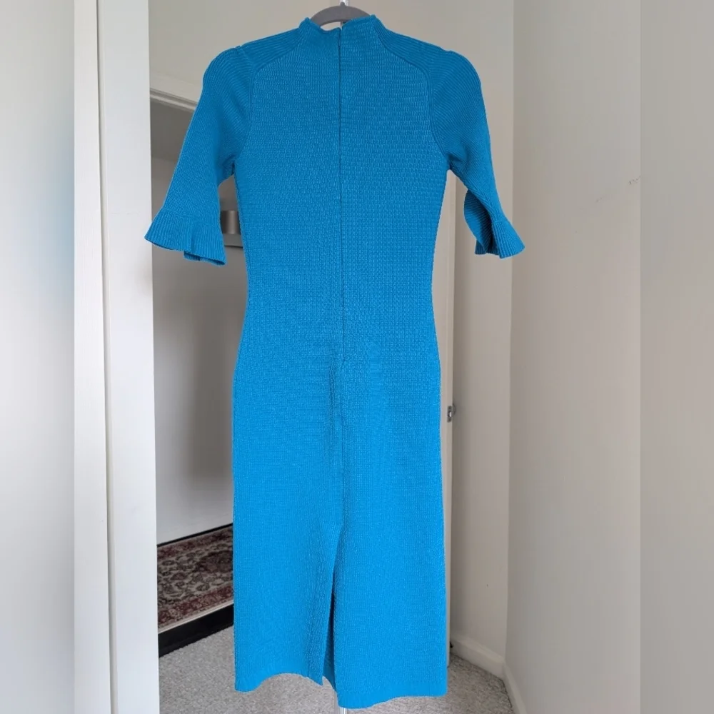 Carolina Herrera Blue Knit Midi Dress - Picture 7 of 11